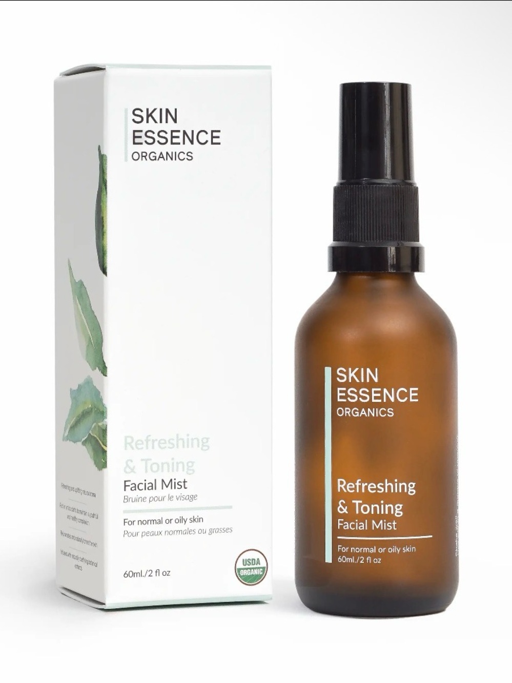 Organic Refreshing & Toning Facial Mist - Amber Glass Bottle